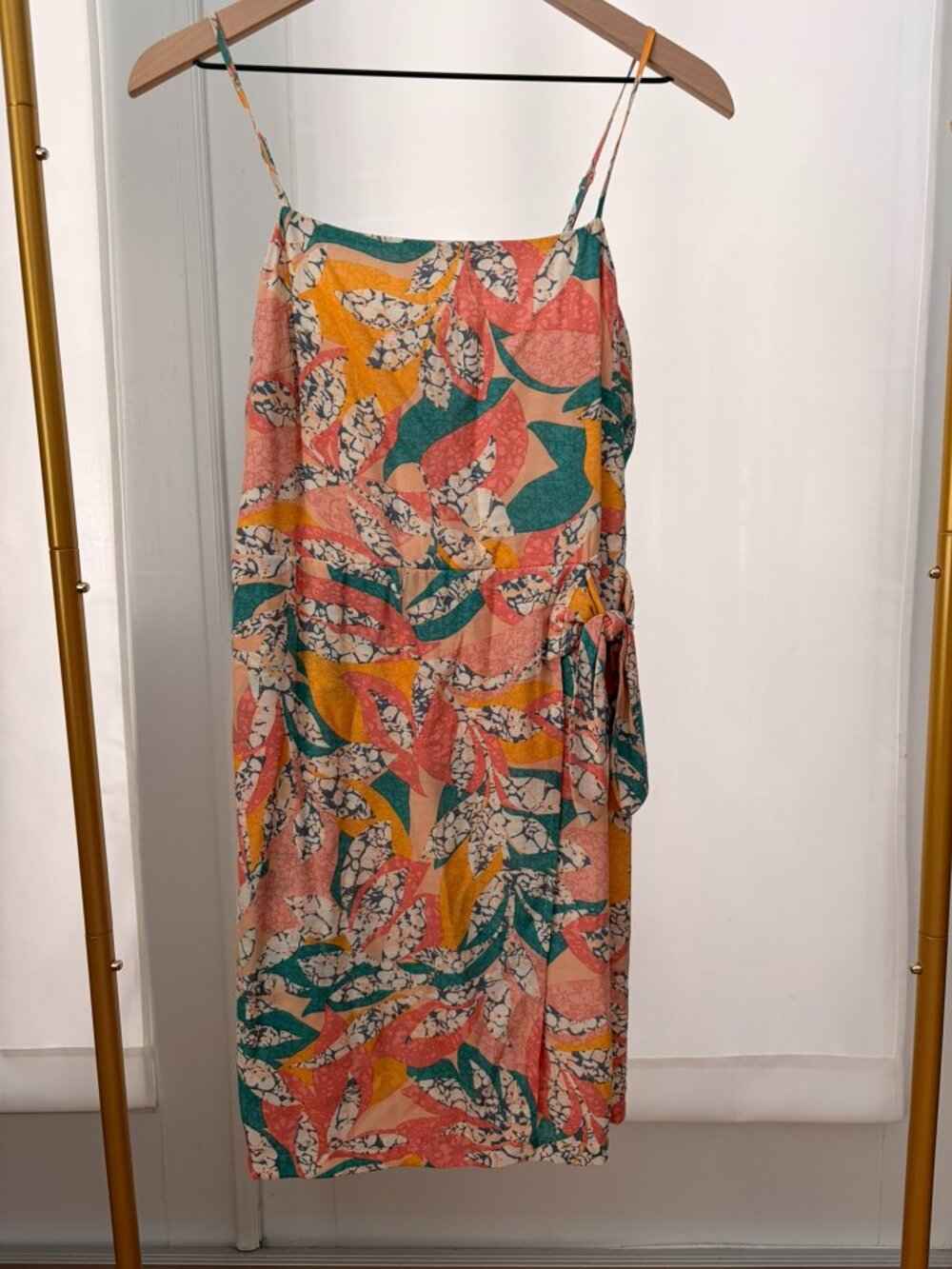 Nine West Tropical Floral Wrap Midi Dress Medium